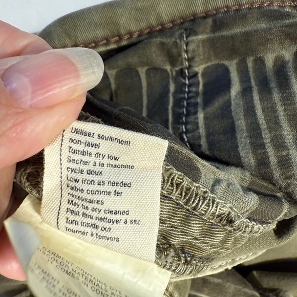 Anthropologie Chino Relaxed Olive Green Cropped Pants Side Stripe‎ 28 - Picture 4 of 16